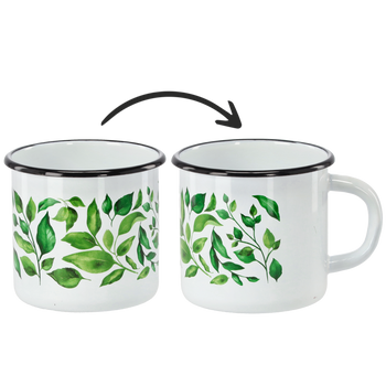 KUBEK EMALIOWANY 1 L 11 CM BIAŁY FIKUS *9020