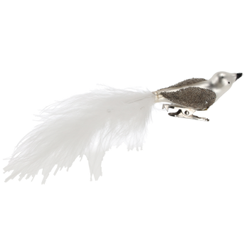 CHRISTMAS GLASS DECORATION - BIRD ON A CLIP 3 x 18 CM