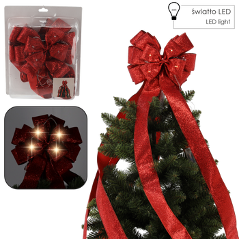 TREE TOPPER BOW WITH LED RED 2,1 M