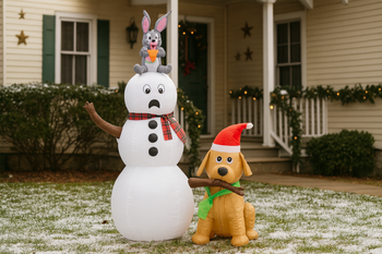 INFLATABLE SNOWMAN WITH A DOG LED 180 CM