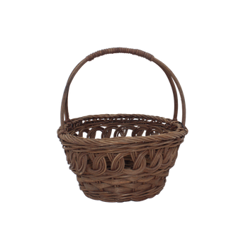 RATTAN BASKET 17 x 9/18 CM WITH HANDLE – BROWN