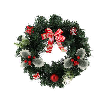 CHRISTMAS WREATH 30 CM RED WITH HOLLY