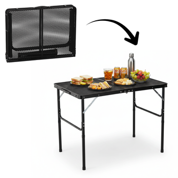TOURIST FOLDING TABLE BLACK 90 x 60 x 40/70 CM