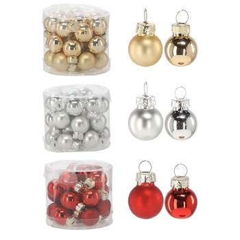 SET OF 24 CHRISTMAS TREE BAUBLES MIC COLORS 6 x 6 CM