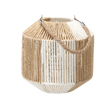 LANTERN H-25 CM WITH GLASS INSERT - CHECKERED