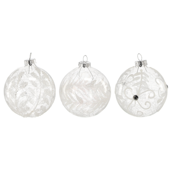 GLASS ORNAMENT - TRANSLUCENT 8 CM MIXED PATTERNS