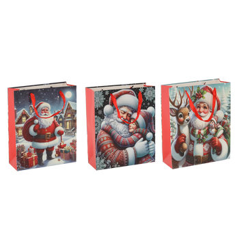 CHRISTMAS GIFT BAG "CHRISTMAS SANTA CLAUS" 30 x 42 x 12 CM MIX DESIGNS