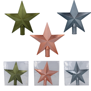 TREE TOPPER 20 CM STAR OLIVE/COPPER/GRAPHITE