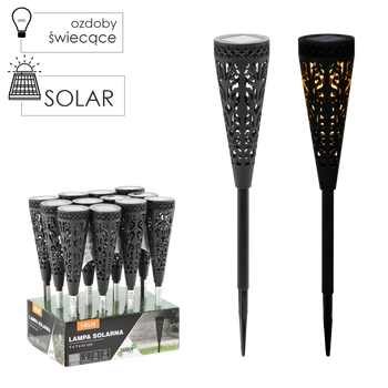 SOLAR LAMP HELIS 7 x 7 x 41 CM BLACK WARM WHITE disp=12pcs
