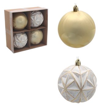 SET OF 4 CHRISTMAS TREE ORNAMENTS - MIX OF DESIGNS 8CM