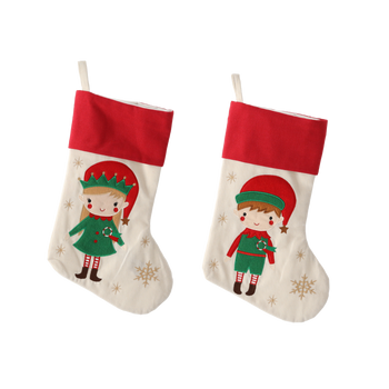 CHRISTMAS STOCKING 46 CM RED MIXED PATTERNS pack=12pcs