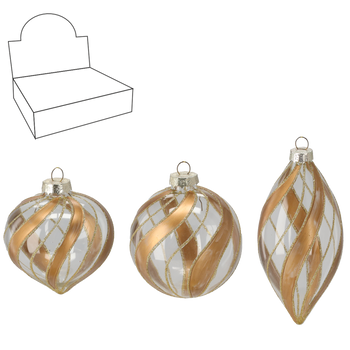 GLASS ORNAMENT - TRANSLUCENT DECORATED MIXED PATTERNS