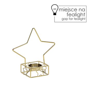 METAL TEALIGHT CANDLE HOLDER GOLD - STAR 14,2 x 7 x 14,3 CM