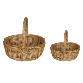 ZESTAW 2 KOSZYKÓW WIKLINOWYCH Z RĄCZKĄ – NATURALNY