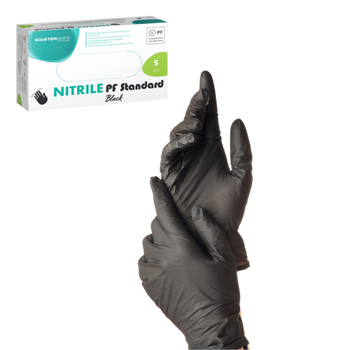 BLACK NITRILE GLOVES SIZE S 100PCS
