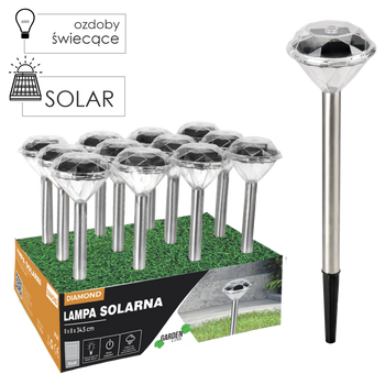 SOLAR LAMP DIAMOND 8 x 8 x 34.5 CM disp.12pcs