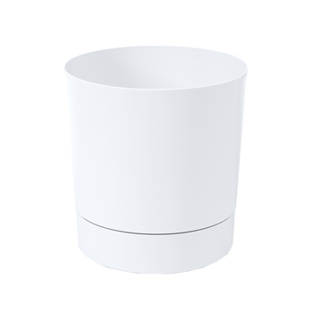 POT WITH SAUCER AURA 380MM WHITE*51298