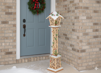 CHRISTMAS WOODEN BROWN LED LANTERN 18 x 18 x 100 CM