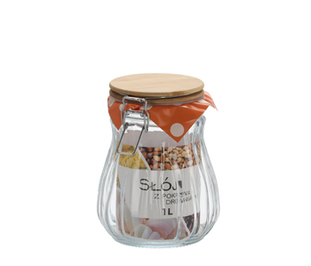 GLASS JAR 1 L WITH WOODEN LID