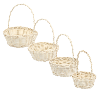 RATTAN BASKET 13.5/10.5 x 6/18 CM WITH HANDLE - WHITE