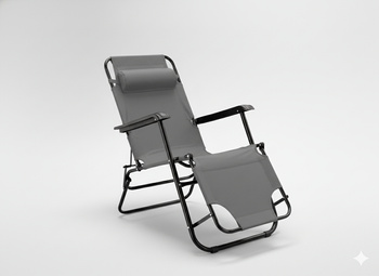 LEŻAK OGRODOWY SKŁADANY Z ZAGŁÓWKIEM SZARY