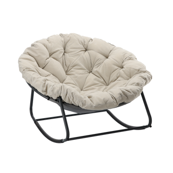 FOTEL BUJANY JASNOBEŻOWA PODUSZKA, SZARA RAMA 105 x 67 CM 