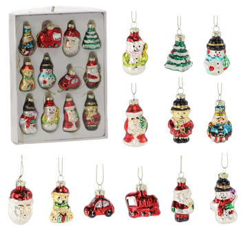 SET OF 12 CHRISTMAS TREE BAUBLES MIX DESIGNS 22 x 16 x 4 CM