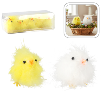SET OF 10 CHICKENS YELLOW/WHITE