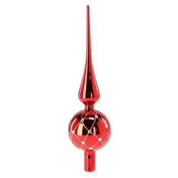 TREE TOPPER - RED 30 CM WITH SILVER PATTERN