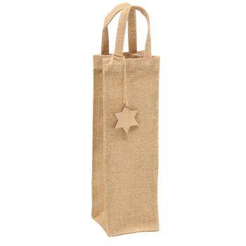 JUTE BAG WITH GOLDEN LUREX AND  WOOD HANGING STAR