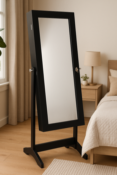 JEWELRY CABINET WITH MIRROR BLACK 41.5 X 36.5 X 147 CM