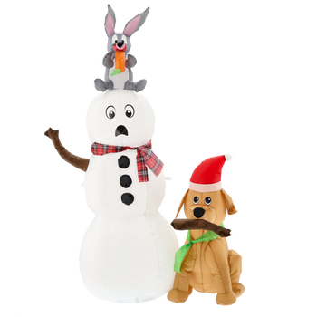 INFLATABLE SNOWMAN WITH A DOG LED 180 CM