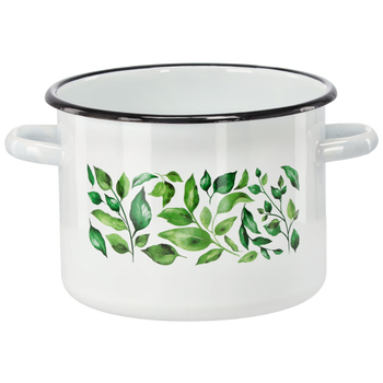 GARNEK EMALIOWANY 4,5 L 20 CM BIAŁY FIKUS *9204