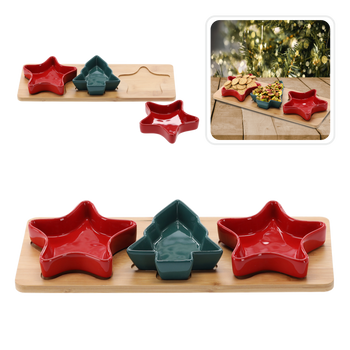 SET FOR SERVING APPETIZERS - 3 BOWLS CHRISTMAS TREE STAR
