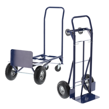 TWO-FUNCTION BLUE WAREHOUSE TROLLEY, LOAD CAPACITY: 150 KG / 200 KG