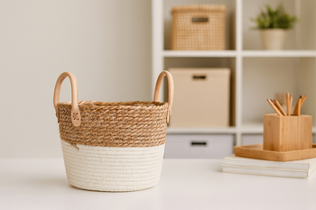 WOVEN BASKET 23 X 20 X 18/24 CM FROM SEAGRASS