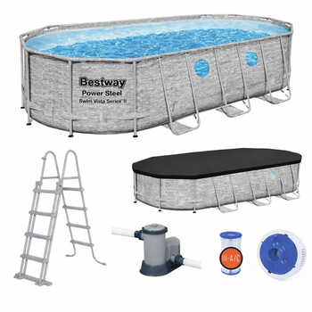 Power Steel Swim Vista Series 5.49m x 2.74m x 1.22m Oval Pool Set