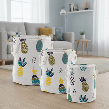 SET OF 3 ROUND BASKETS PINEAPPLES
