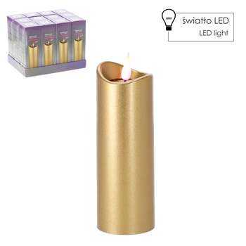 LED CANDLE 5CMX15CM WITH BATTERIES GOLD PINK FLAME*9655