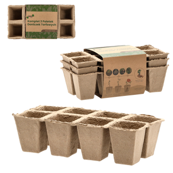 SET OF 3 PALLETS OF PEAT FLOWERPOTS 24,5 x 12,5 x 6 CM *3234