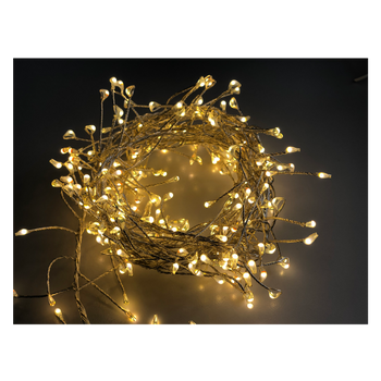 LAMPKI MICRO LED CLUSTER 150L CIEPŁY BIAŁY, DŁ. 0,3 + 1,5 M NA BATERIE *1803