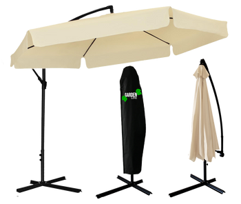 GARDEN UMBRELLA 3 M BEIGE "BANANA" WITH COVER