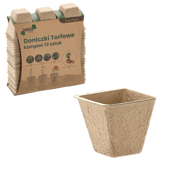 SET OF 72 PEAT POTS 6 X 6 X 5 CM PACK=6 SETS