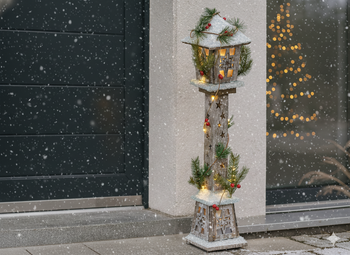 CHRISTMAS WOODEN LED LANTERN WITH STARS 13 x 13 x 60 CM