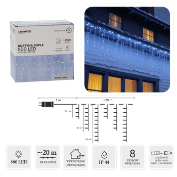 COLD WHITE ICICLE CURTAIN 500L