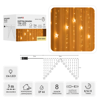 LED STAR LIGHTS 136L WARM WHITE