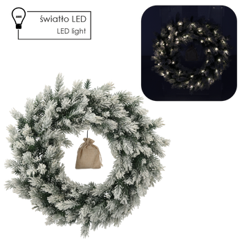 PINE CHRISTMAS WREATH 60 CM SNOWED WITH LED