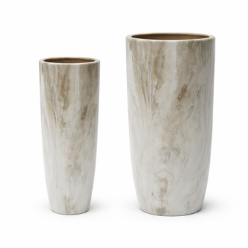 ZESTAW 2 OSŁONEK CERAMICZNYCH NA DONICZKĘ - EFEKT MARMURU