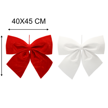 CHRISTMAS BOW RED/WHITE 40X45 CM