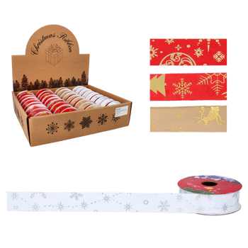CHRISTMAS DECORATIVE RIBBON 2.5 CM x 2.7M